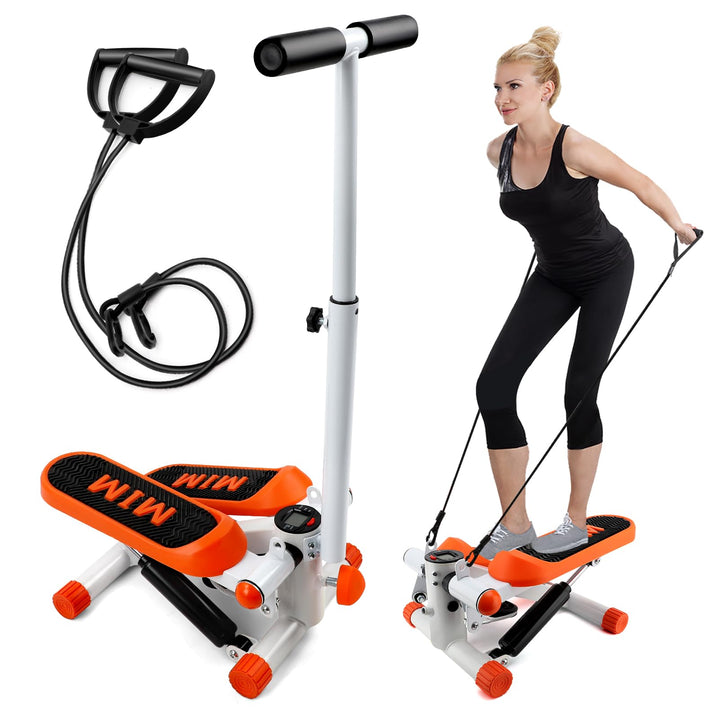 2in1 Stepper mit Ständer und elastischer Kordelleise, Stepper für zuhause, Fitness Stepper, LED-Anze