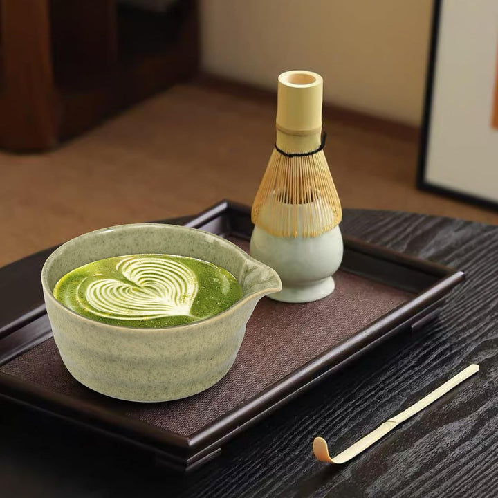 Matcha Set 5 Stück Matcha Tee Set mit Matcha Schale und Schneebesen, Matcha-Schaufel, Matcha Besen,
