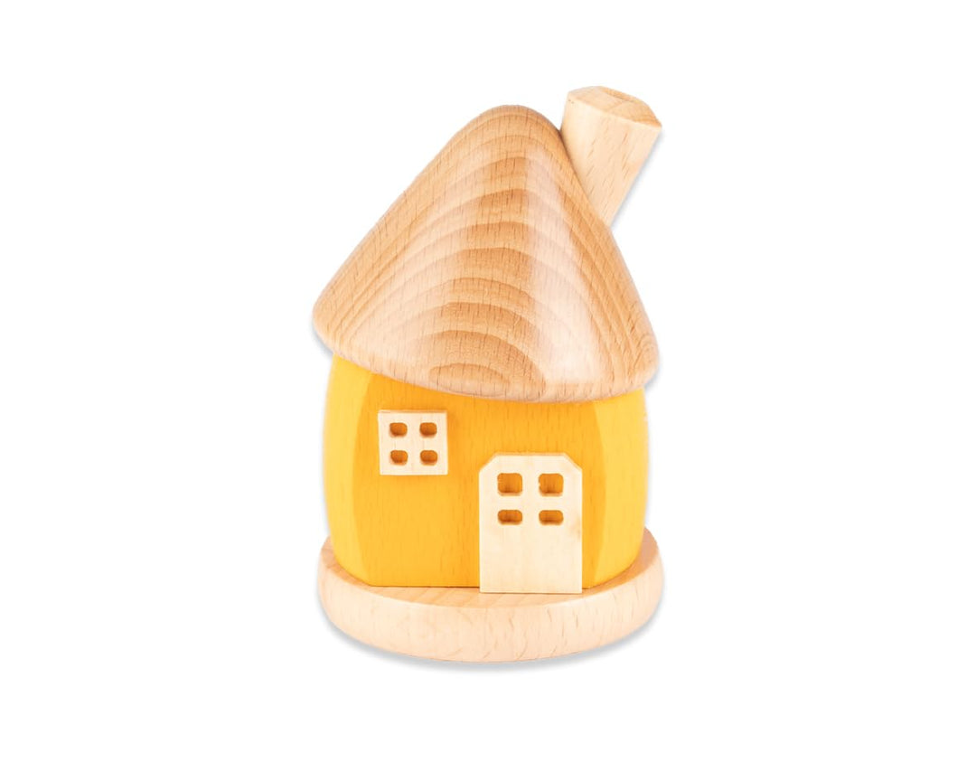 Holzwaren Egermann kleines rundes Räucherhaus aus Holz - Hübsches Rauchhaus in der Farbe: Gelb - Mas