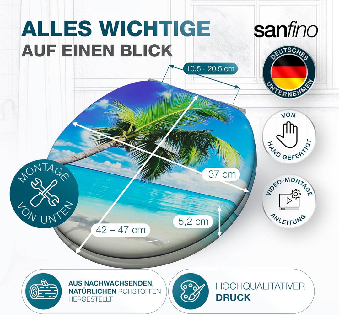 Premium WC Sitz mit Absenkautomatik – hochwertige Toilettendeckel aus Holz, viele bunte Motive, hohe