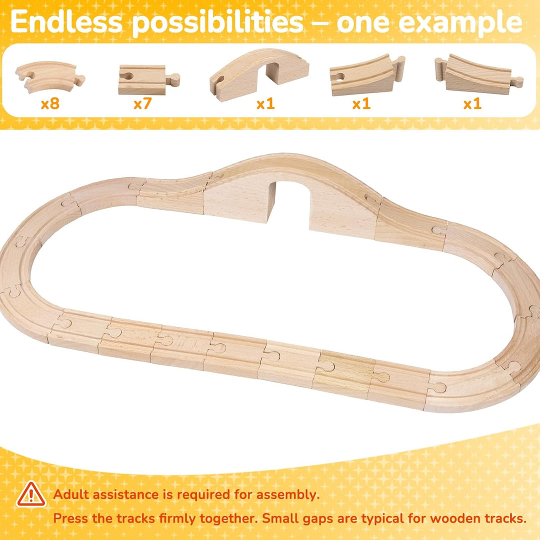 Holzeisenbahn Schienenset, Kompatibilität mit Allen Holzeisenbahn Zubehör und Holzschienen, robust l