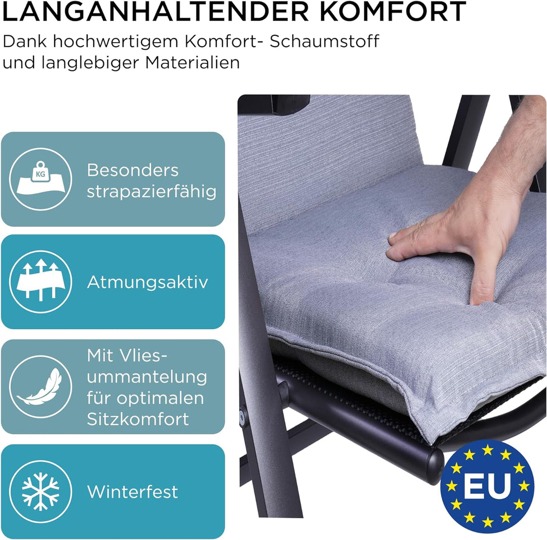 gardisun Gartenstuhlauflagen Hochlehner mit Kopfteil I Extra Dicke Sitzauflagen I Made in Europe I P
