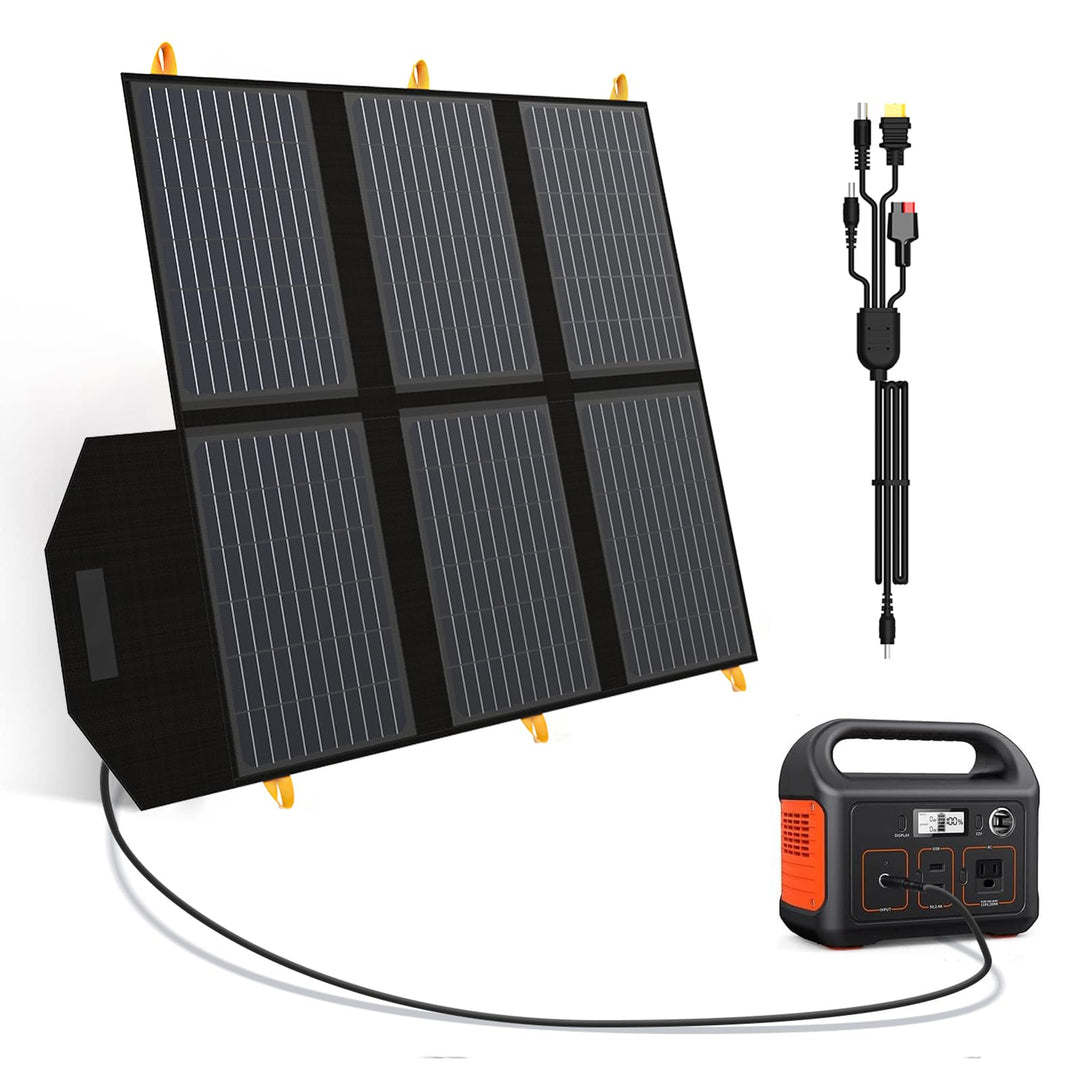 FlexSolar 60W Faltbares Solarladegerä, ETFE tragbare Solarmodule mit DC/QC 3.0 USB-A & USB-C(PD 45W)
