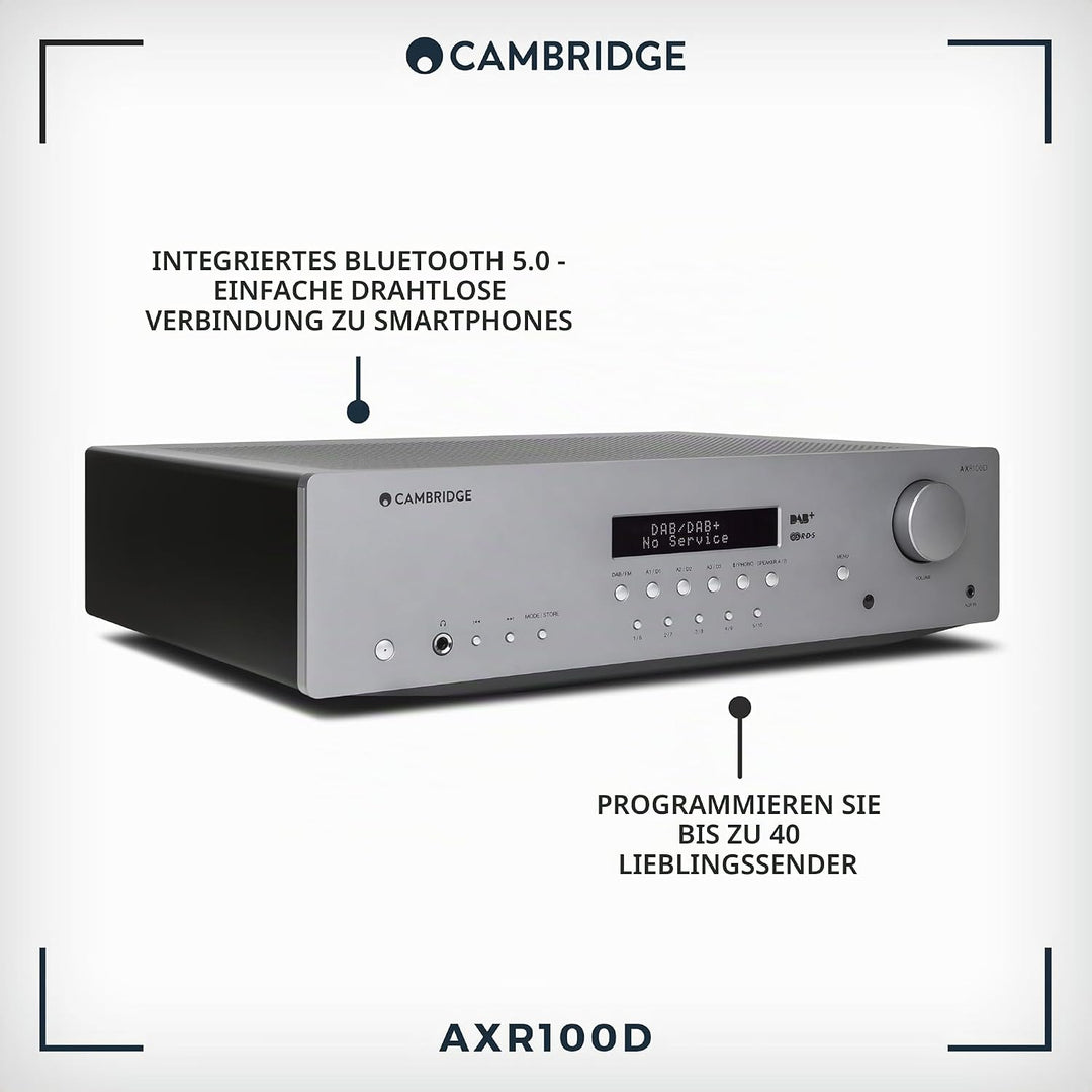 Cambridge Audio AXR100D - Separater 100 Watt Stereo HiFi-Receiver mit integrierter Phonostufe, Dab/F