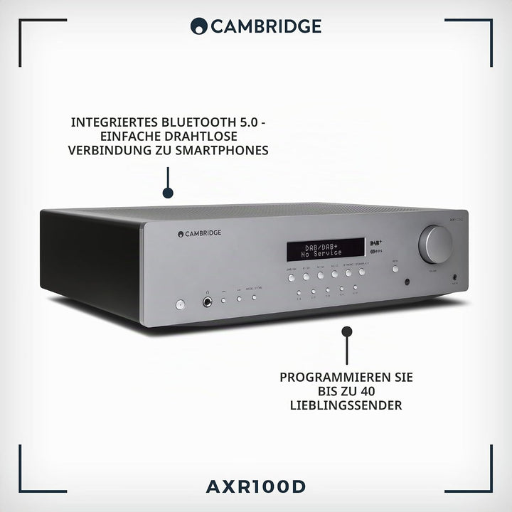 Cambridge Audio AXR100D - Separater 100 Watt Stereo HiFi-Receiver mit integrierter Phonostufe, Dab/F