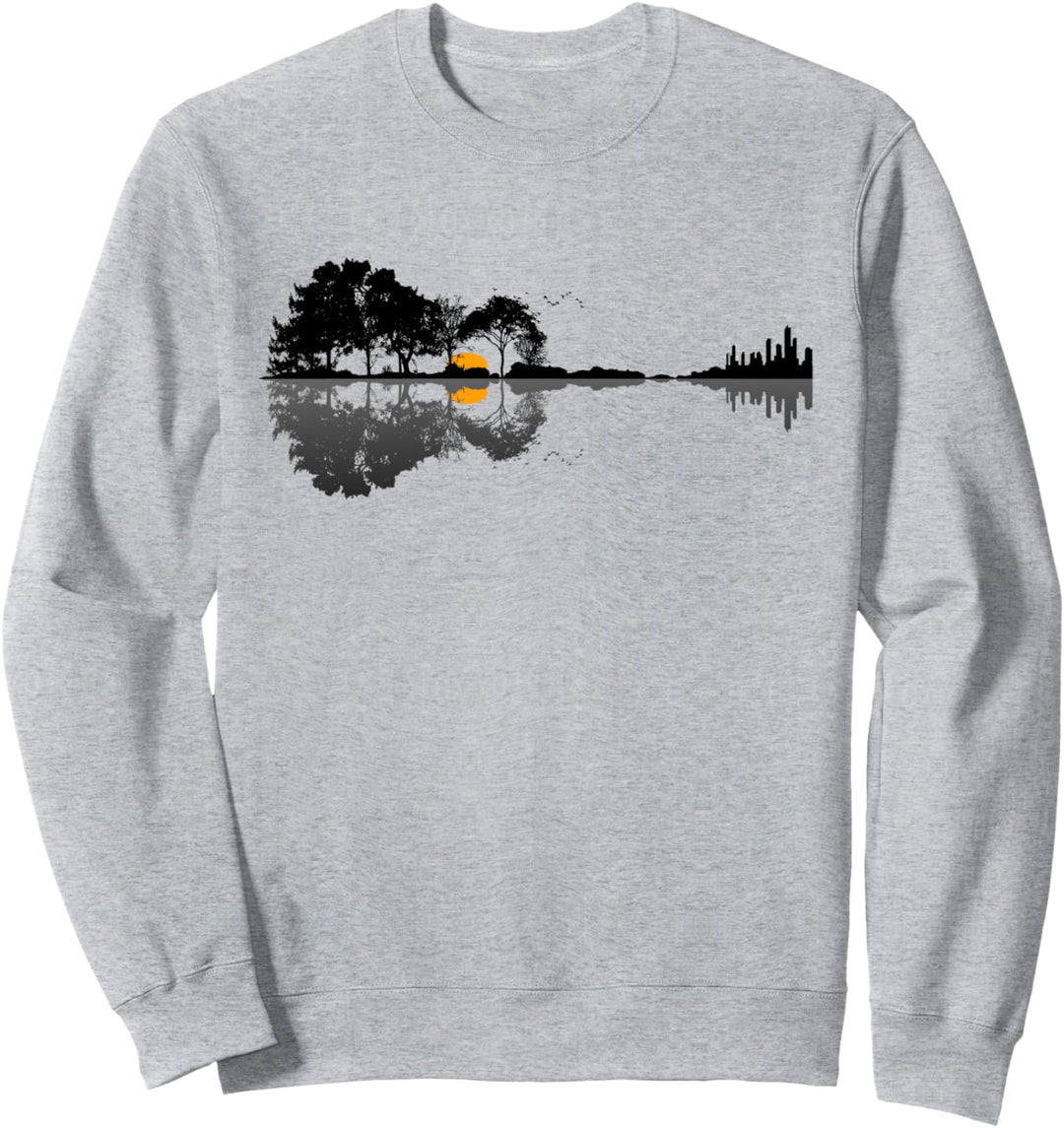 Gitarre Natur See Schatten Design Gitarrist Geschenk Design Sweatshirt
