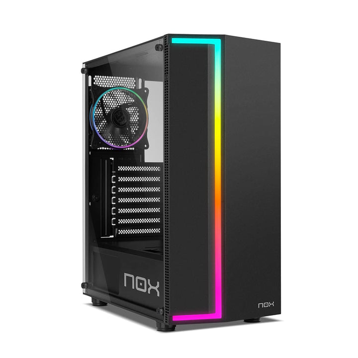 NOX XTREME PRODUCTS Infinity Gamma - Mid-Tower ATX/M-ATX/ITX ARGB Dynamic Rainbow, Seitenteil aus ge