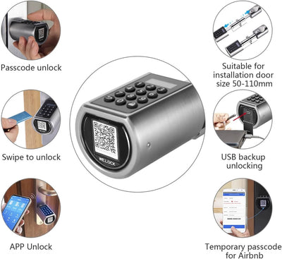 WELOCK PCB01 Elektronischer Tür-Schliesszylnder Schloss Passwort und Bluetooth mit 3 RFID-Karte IP44