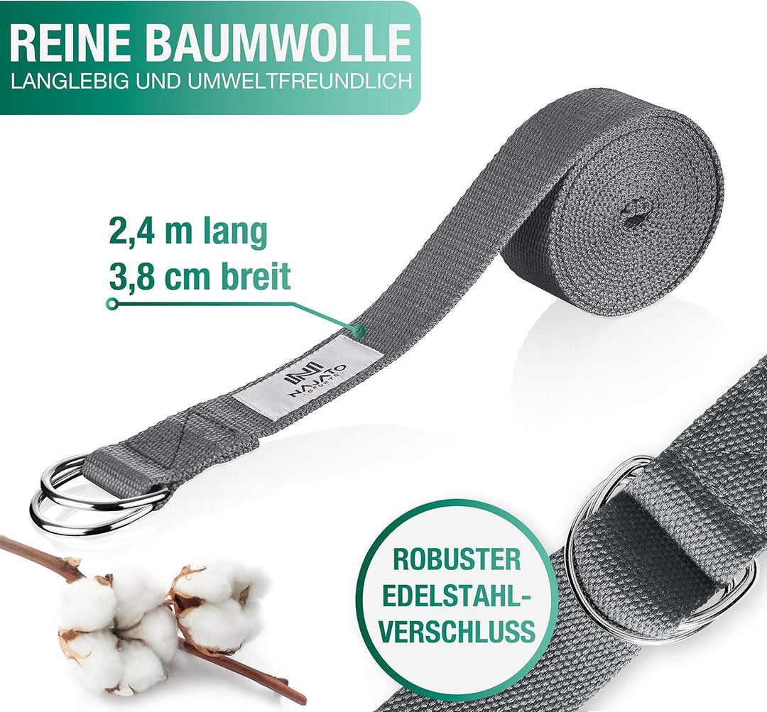 NAJATO Sports Yoga Block Kork 2er Set – Wahlweise mit Yoga Gurt – Yoga Klotz inkl. E-Book (PDF Datei