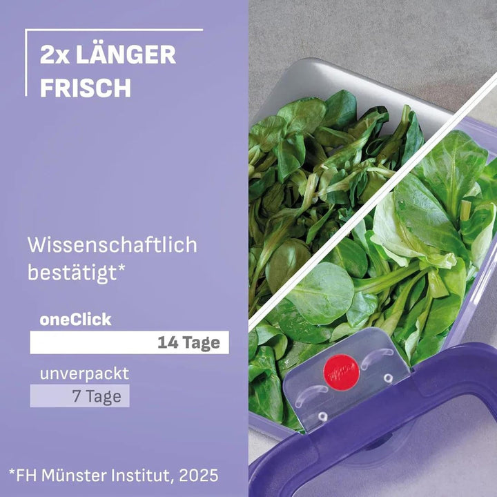 EMSA oneClick Frischhaltedosen, Meal Prep Set 5 x 1,2L, Lebensmittel 2 x länger frisch, 100% dicht,