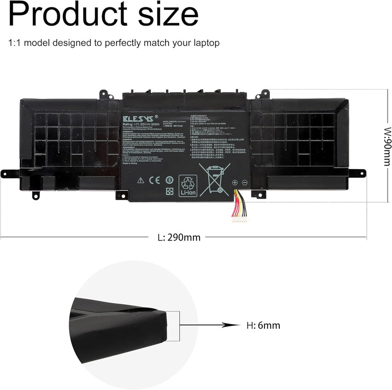 BLESYS C31N1815 Laptop Akku für Asus ZenBook 13 UX333F UX333FA UX333FN RX333FA RX333FN BX333FN U3300