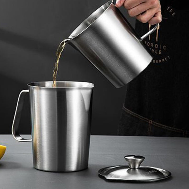 Milchkännchen aus Edelstahl, 2 l, Milchkännchen mit Markierung und Deckel, vielseitiger Krug für die