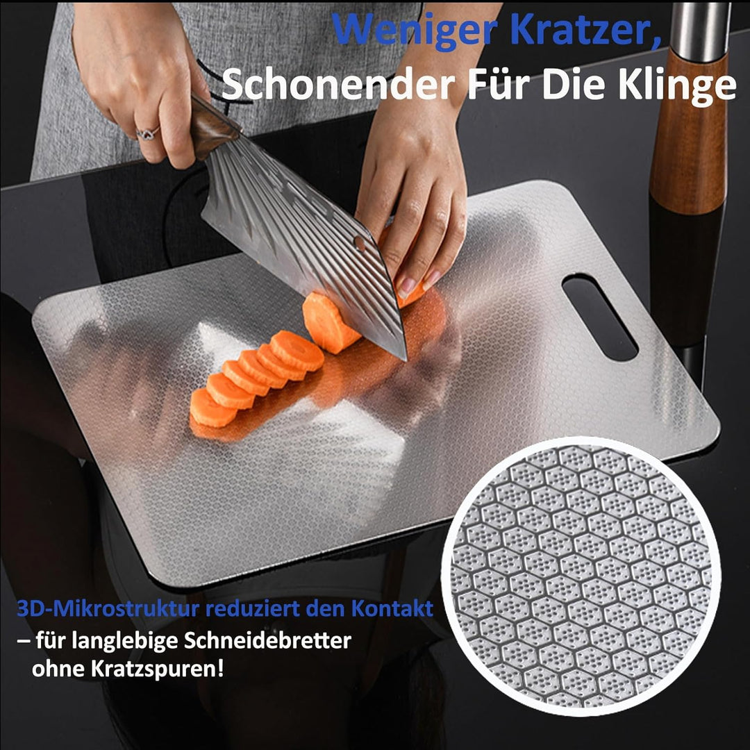 Edelstahl Schneidebrett 316, Neues Upgrade – Kratzfestigkeit, Beidseitige Schneidebrett ist BPA-frei