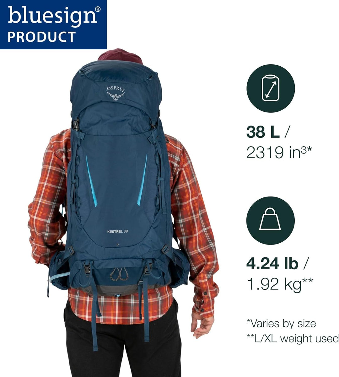 Osprey Europe Herren Kestrel 38 Backpack Schwarz S-M, Schwarz S-M