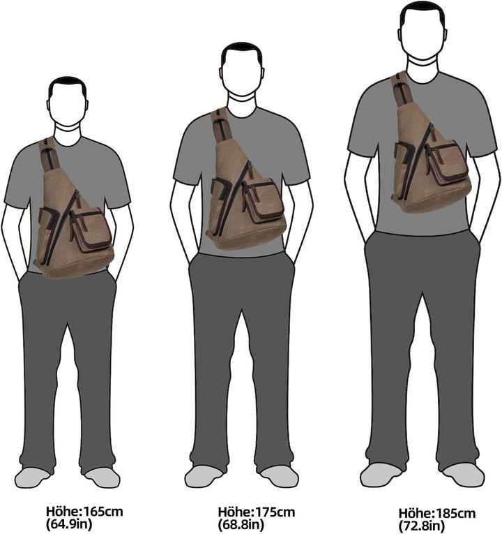 KL928 Canvas Sling Bag Herren und Damen, Crossbody Brusttasche Schulterrucksack Schultertasche Rucks