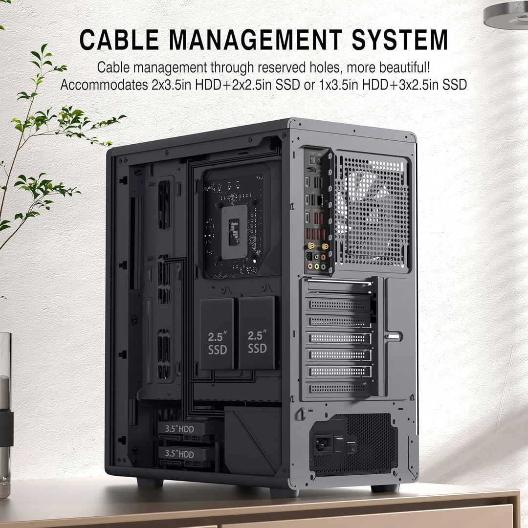 FOIFKIN K6 PC Gehäuse - Vorinstallierter 6 PWM ARGB-Lüfter（3X 140mm und 3X 120mm）, ATX Mid-Tower Gam