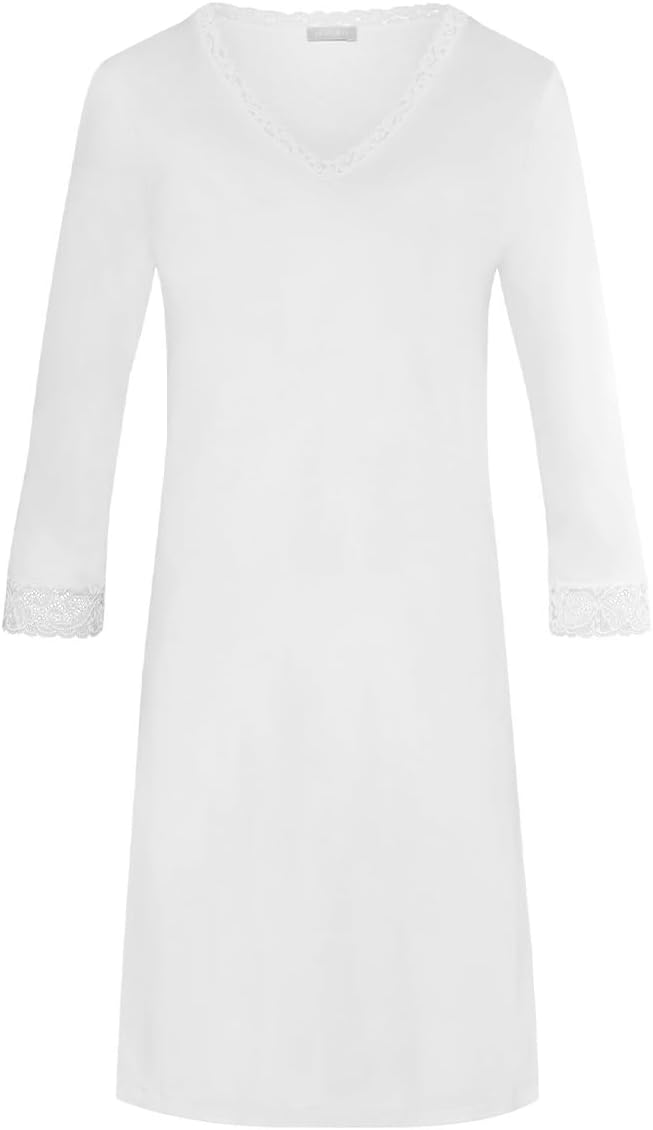 Hanro - Moments - Damen - Nachtwäsche - Nachthemd - Baumwolle - mit Spitze XS Weiss, XS Weiss