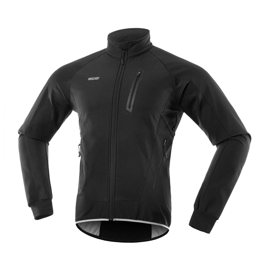 ARSUXEO Herren Winter Fahrradjacke Thermo-Vlies Softshell MTB Fahrrad Outwear Winddicht Wasserdicht