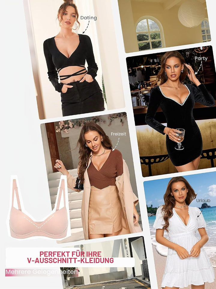 DOBREVA BH Damen ohne Bügel Push Up BHS Soft T Shirt Gepolstert Bustier Nahtlose Sleep 85A Blush Bei