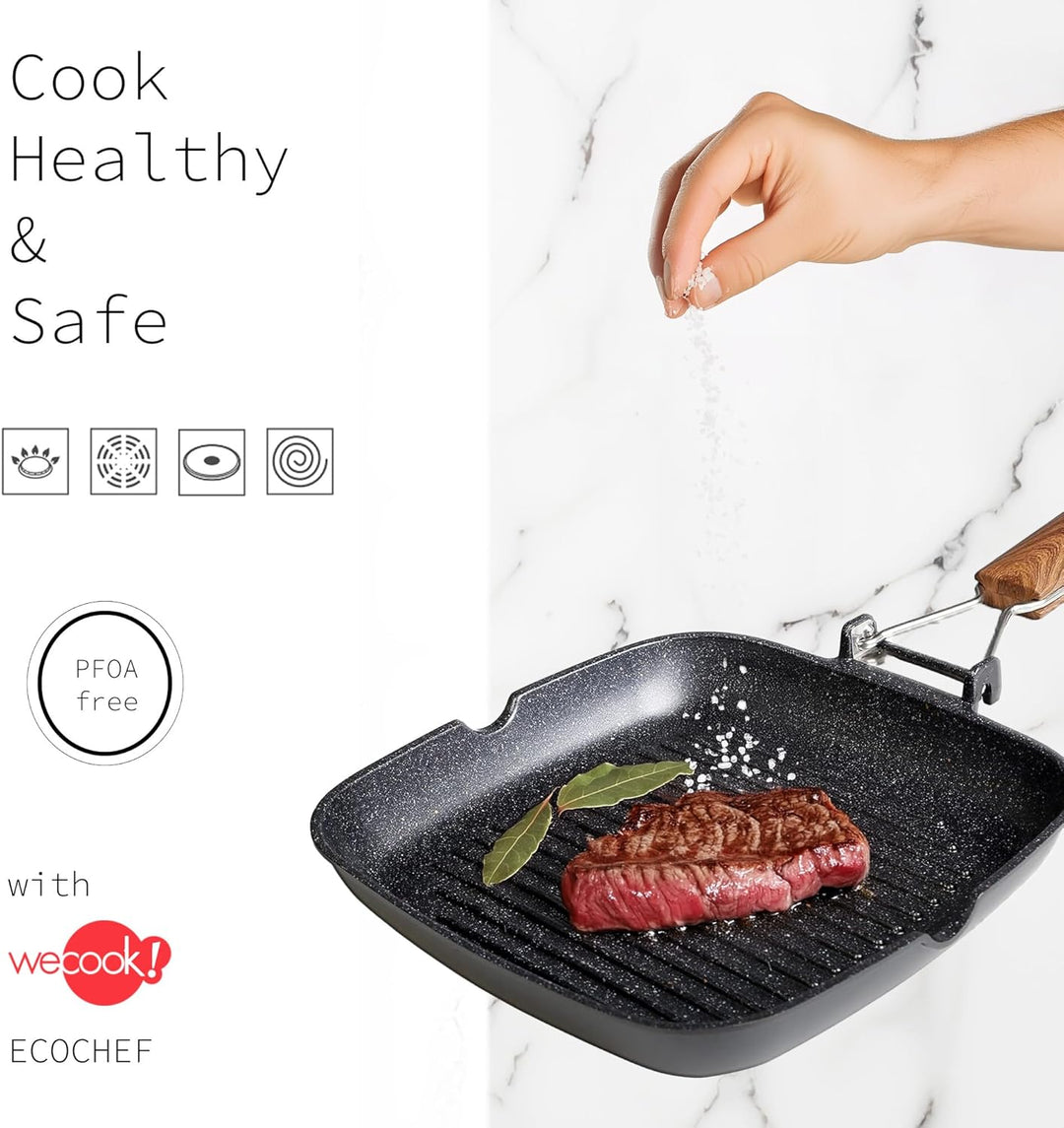 WECOOK! Ecochef - Aluminium Non Stick Grill Pan - Ribbed 20 X 20 cm, 20 X 20 cm