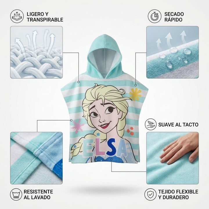 Frozen-Poncho für Jungen und Mädchen – Frozen-Kinderponcho mit Kapuze und schnelltrocknend, Kinderpo
