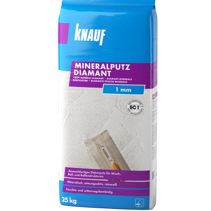 Knauf 5783 Mineral Diamantputz Mineralputz Diamant 1,0-mm Körnung – mineralischer Dekor, Decken, Wan