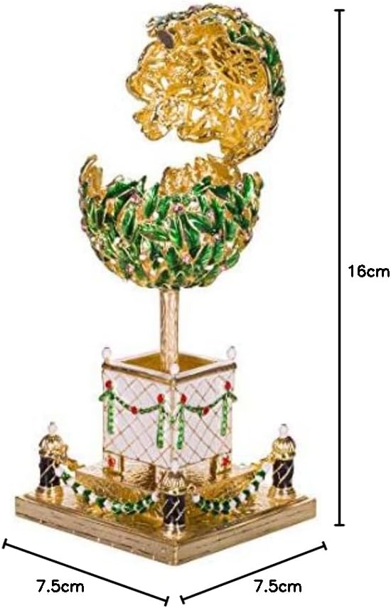 Fabergé-Stil Ei/Schmuckkästchen Lorbeerbaum (Orangenbaum) mit Vogel 16 cm