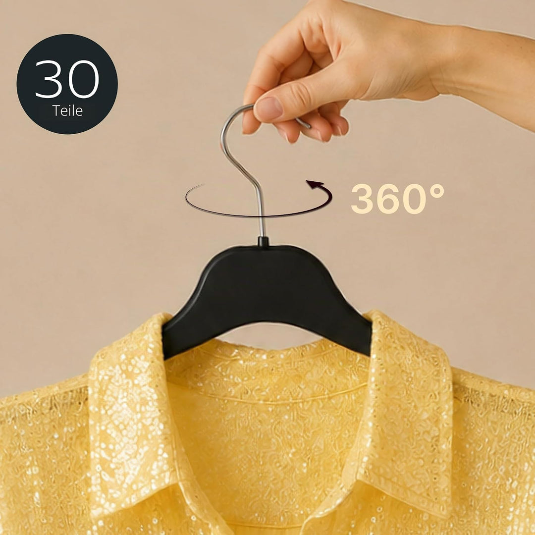 Hangerworld 30 Platzsparende Schwarze Kleiderbügel 43cm Robuster Kunststoff, 30