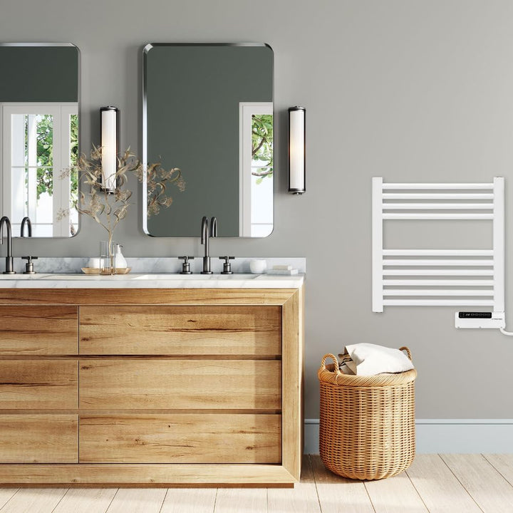 TROTEC Elektrischer Handtuchwärmer TWH 300 S – Wandmontage, 300 W, modernes Flachrohr-Design, geräus