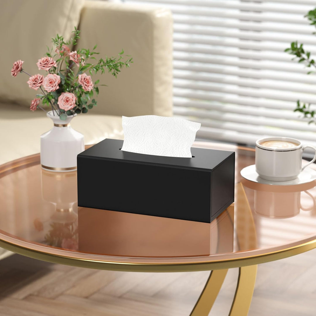 AITEE Acryl Kosmetiktücherbox: 25×13×9 cm Mattschwarz Tücherbox mit Magnetabdeckung für Esszimmer Ba