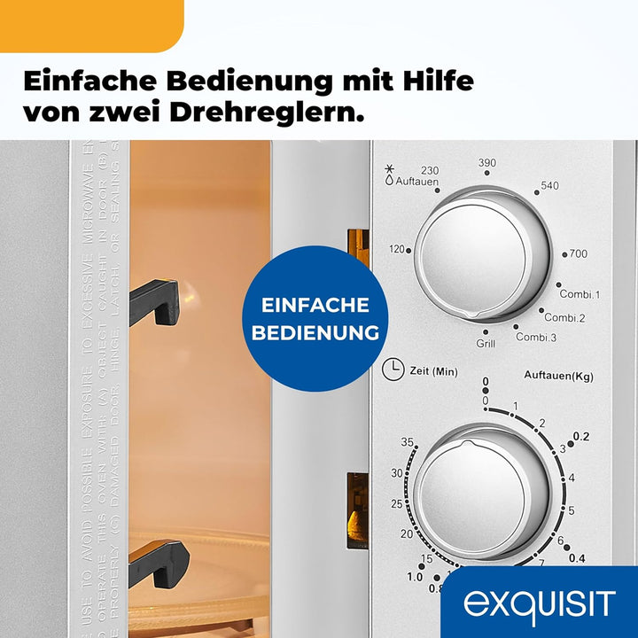 Exquisit Mikrowelle MW 802 G | Mikrowelle mit Grill 1000 W | Timer | 700 W gesamt | Mikrowelle klein