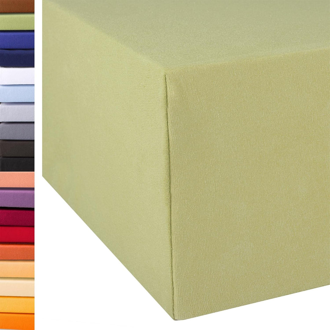 aqua-textil Exclusiv Spannbettlaken 140x200-160x220 cm pistazien grün Jersey Baumwolle 230g/qm Spann