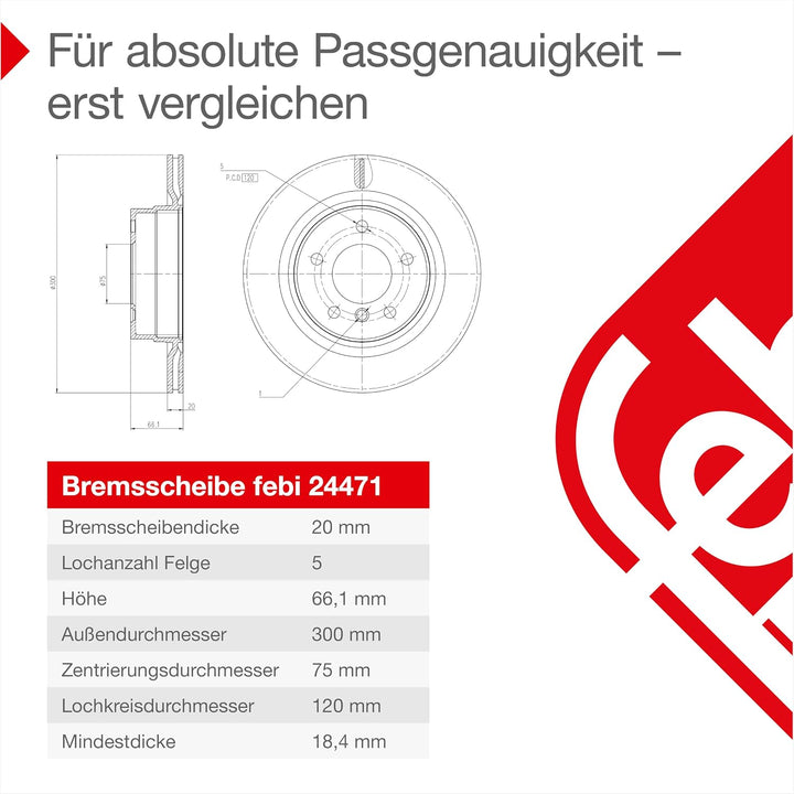 febi bilstein 24471 Bremsscheibensatz , 2 Bremsscheiben Single, Single