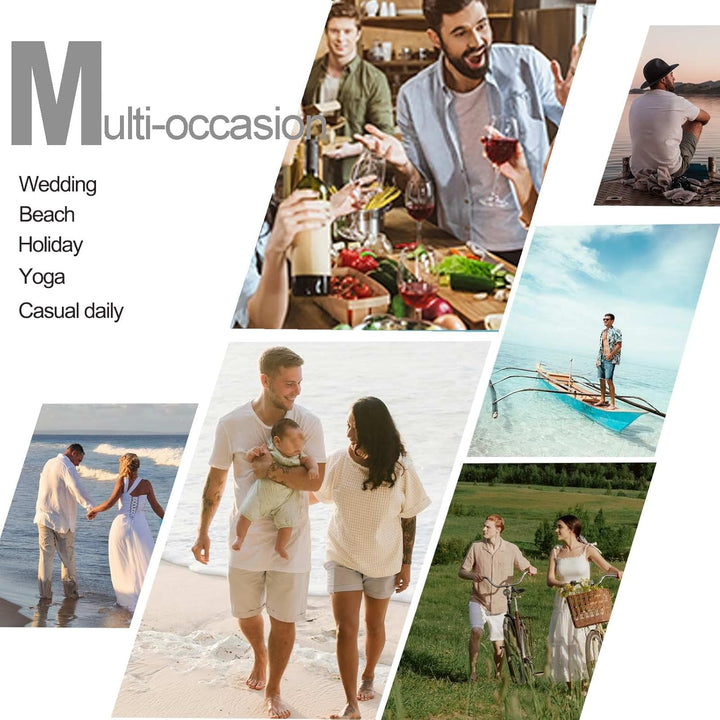 Halfword Leinenhemd Herren Kurzarm Hemd Sommer Freizeithemd Strandhemd Baumwolle Leinen Einfarbig Sh