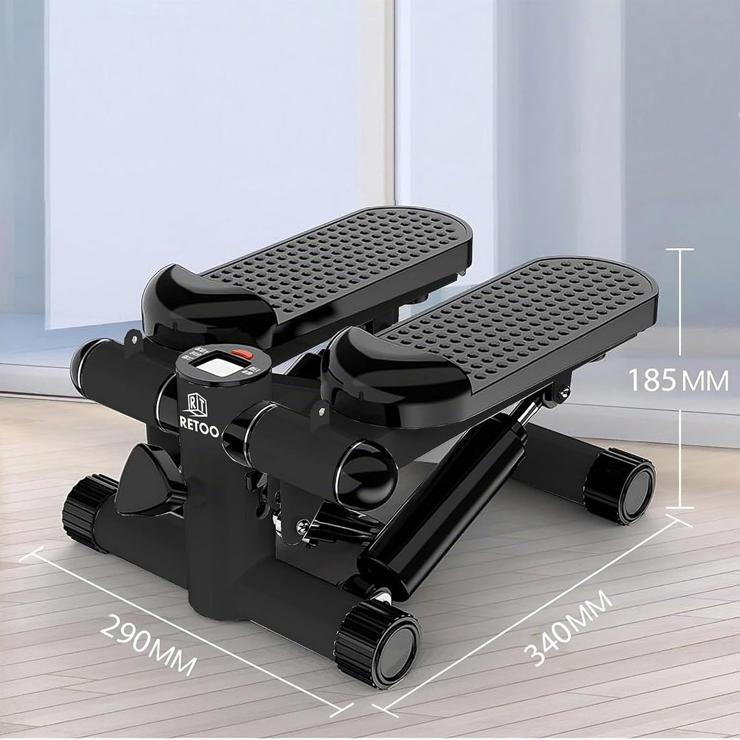 Retoo Stepper für Zuhause mit LCD Display &amp; Widerstandsbändern, Stepper bis 100 kg, Ganzkörpertraini