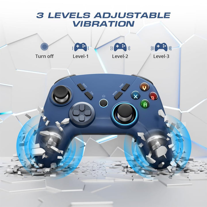 PC Joystick, Wireless Game Controller mit Double Vibration, 4 Programmierbare Tasten, Turbo, 6-Achse