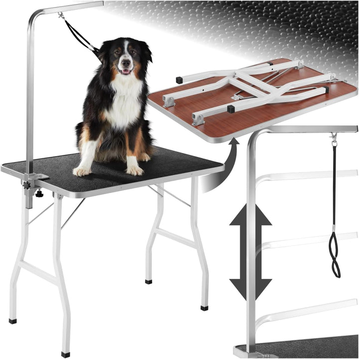 TecTake 800673 Trimmtisch für Hunde/Katzen mit höhenverstellbarem Galgen, Klappbar, mit kratzfester
