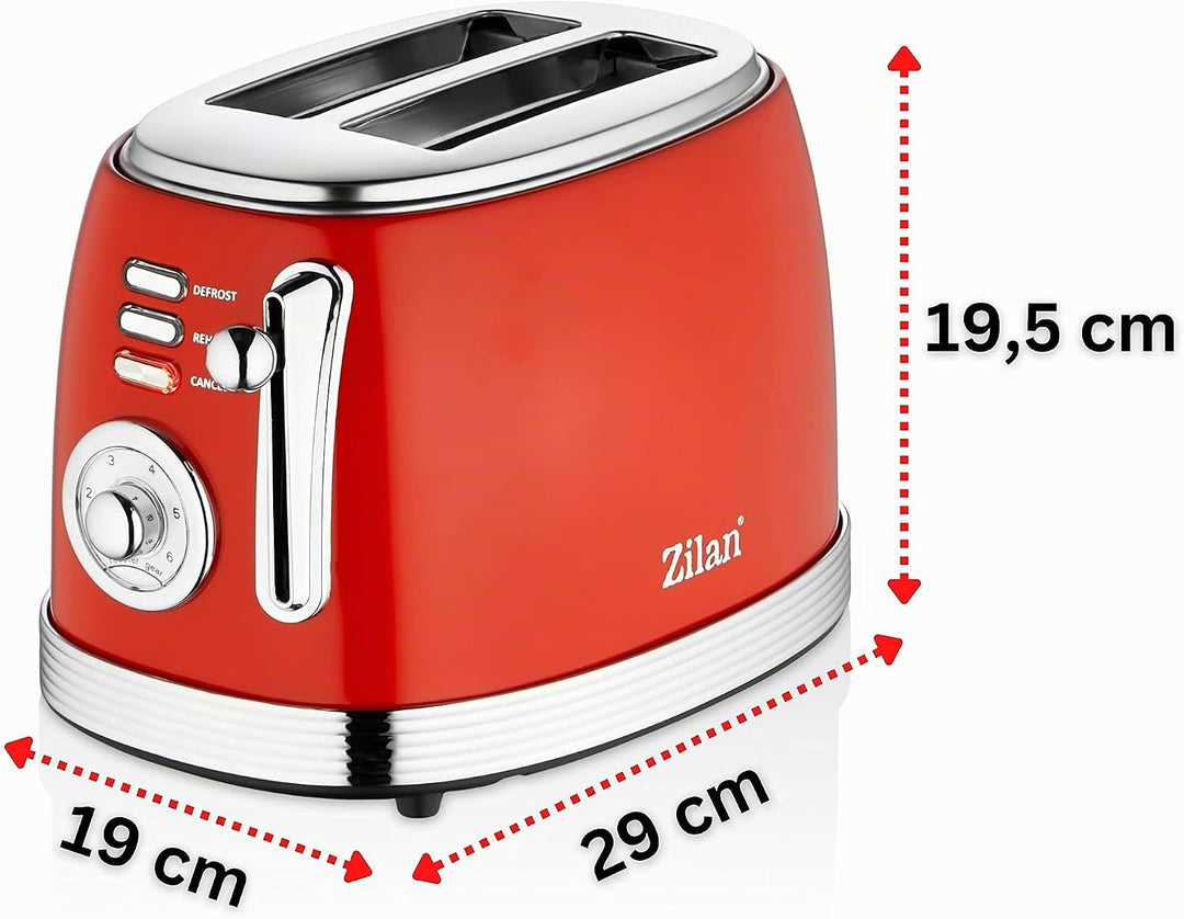 60er Jahre Retro Toaster 2 Scheiben Edelstahl | Toaster 2 Scheiben | Doppelschlitz Toaster | 6 Stufe