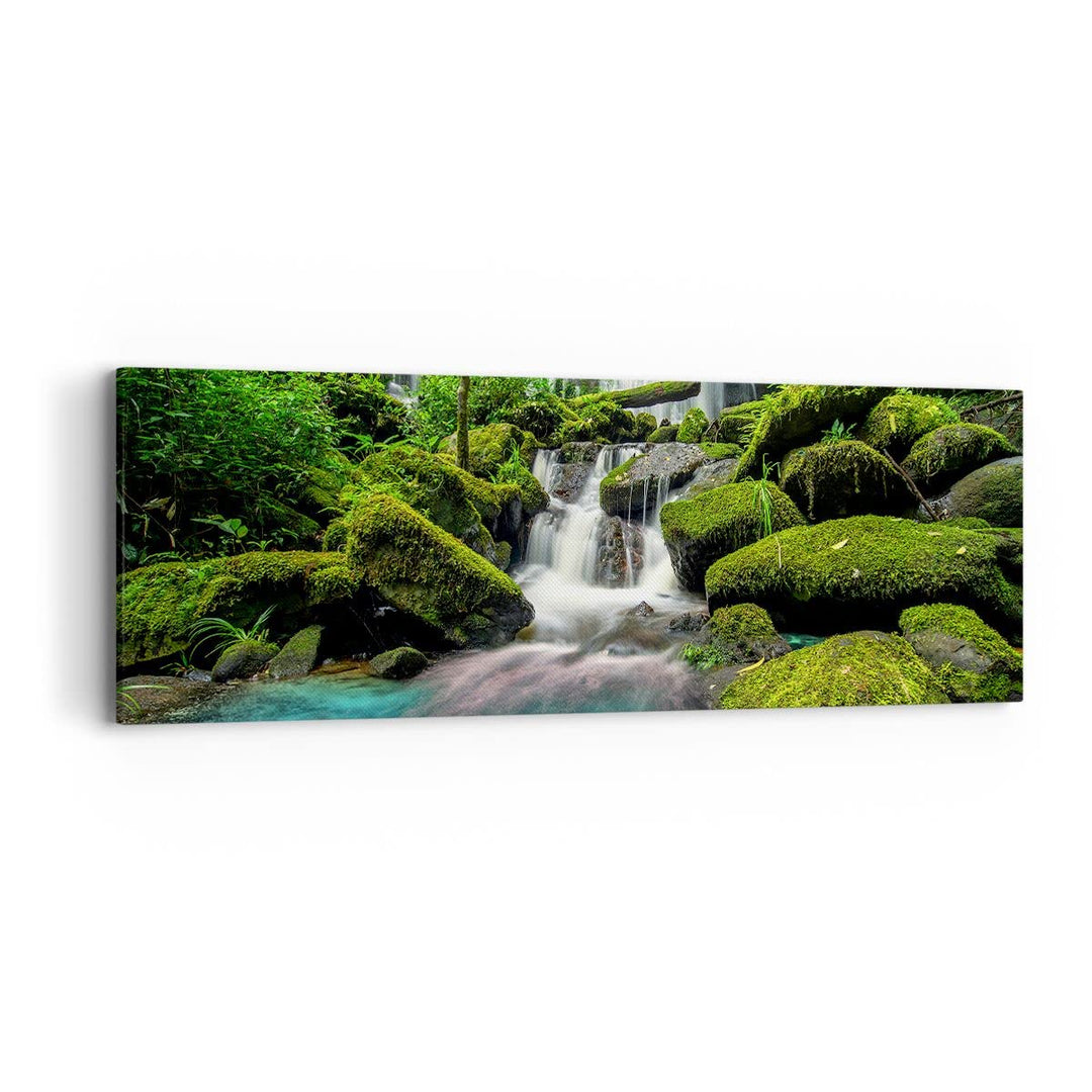 Panorama Bilder auf Leinwand Park Wasserfall Wasser Leinwandbild 90x30cm Wandbilder Dekoration Wohnz
