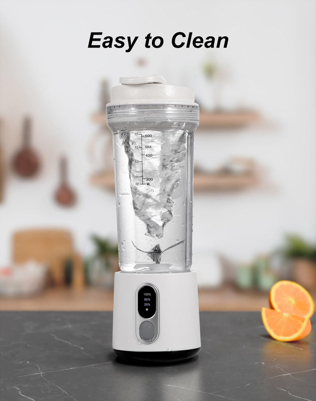 Tragbarer Mixer 500ml für Shakes Smoothies, USB-C Wiederaufladbarer 4000mAh, 6 Edelstahlklingen, Kab