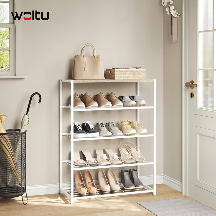 WOLTU Schuhregal mit 4 Ebenen, Schuhständer Metall, Schuhaufbewahrung platzsparend, Schuhorganizer f