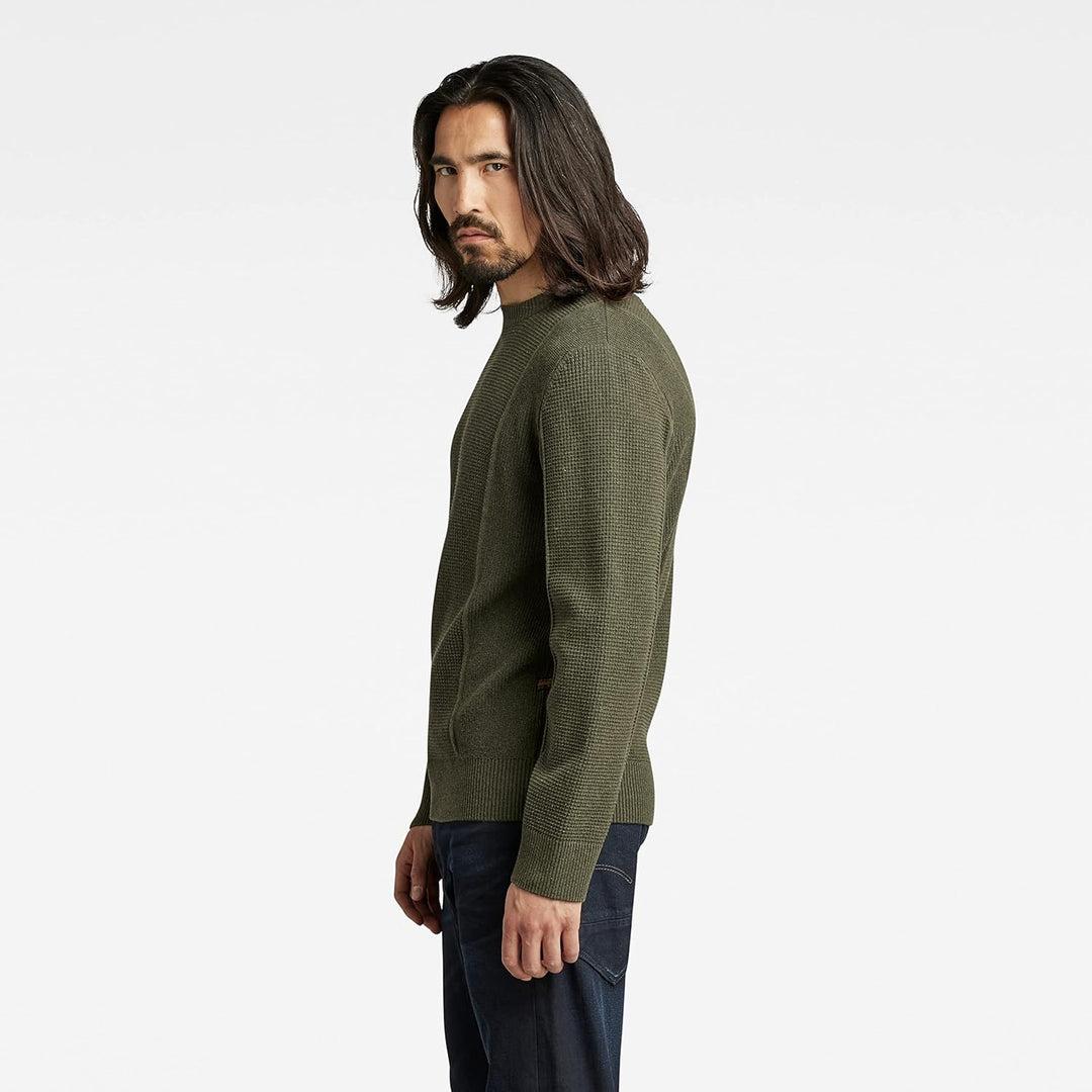 G-STAR RAW Herren Structure Knitted Pullover Knits XS Grün (Dk Green D22349-d239-884), XS Grün (Dk G