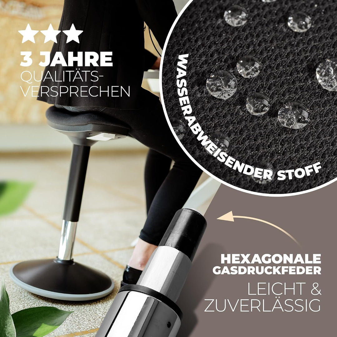 Ergonomischer Bürohocker [2 Sitzpositionen] höhenverstellbarer Sattelhocker [43–63 cm] Sitzhocker fü