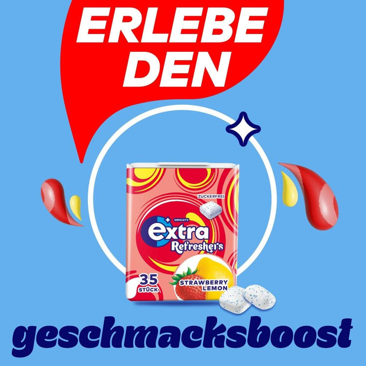 EXTRA® REFRESHERS Dose Strawberry Lemon, erfrischendes Geschmackserlebnis, 6x35 Stück, Strawberry Le