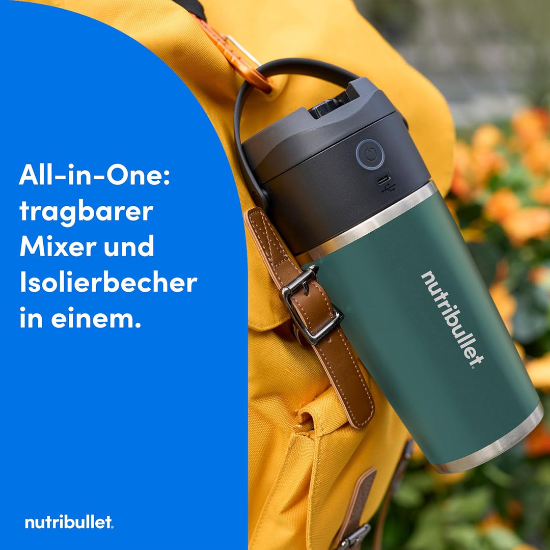 nutribullet Flip NBP016EUC, tragbarer Mixer mit Thermobecher (590 ml), hält Getränke 24 Stunden kalt