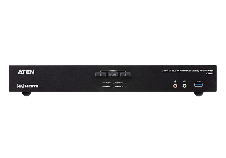 ATEN CS1842 2-Port True 4K HDMI Dual-View KVM Switch mit Audio & USB 3.0Hub, schwarz