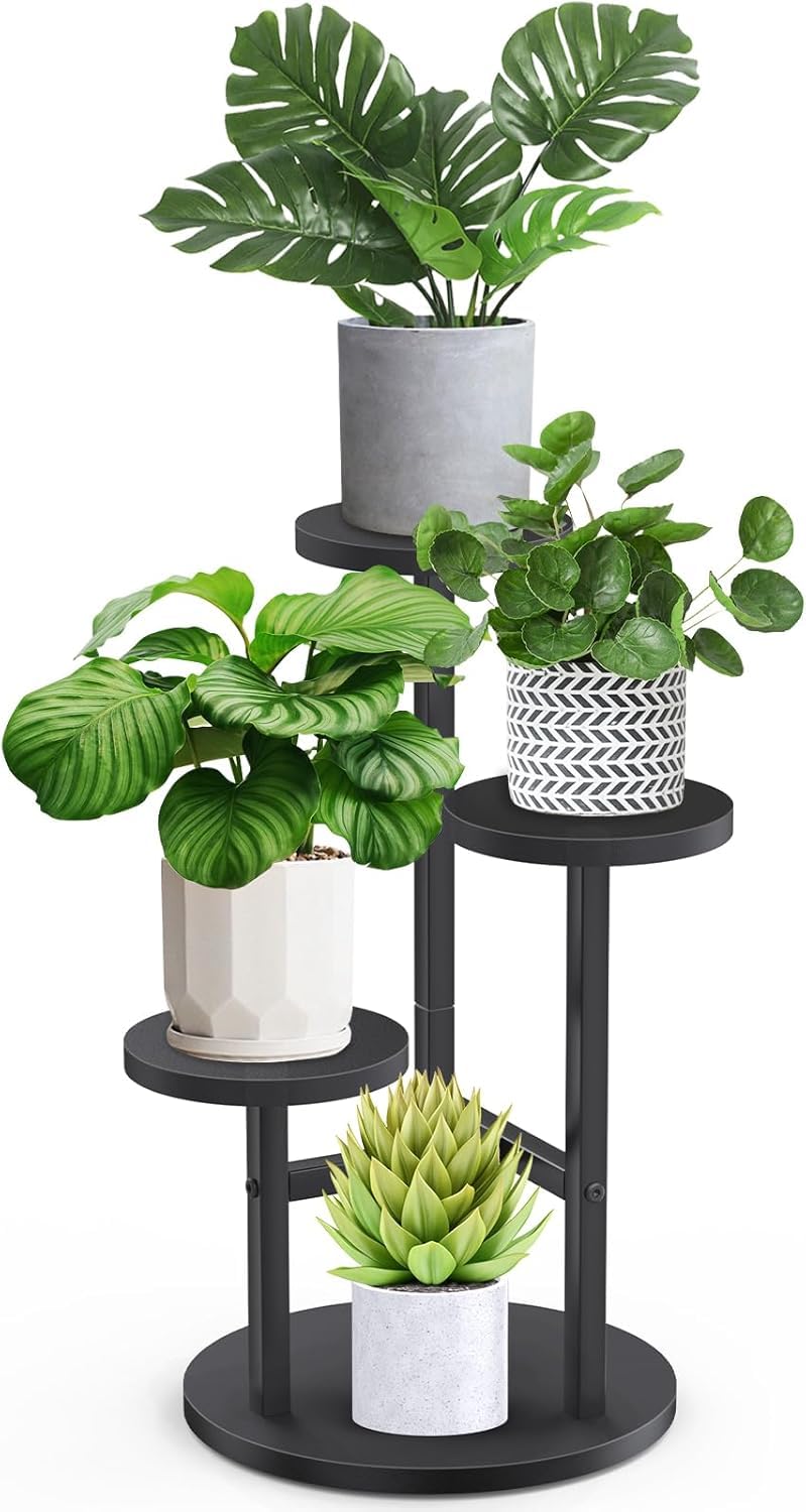 Pflanzenständer, 3 Etagen Blumenständer Innen, Blumenhocker Ecke, Blumentopfständer Metall, Pflanzen