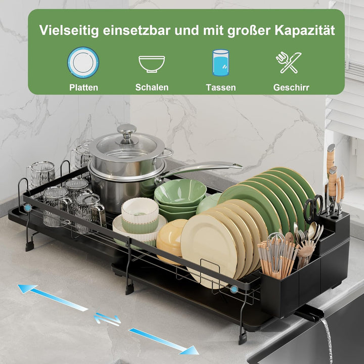 ROTTOGOON Abtropfgestell Geschirr Erweiterbares Abtropfgestell für Küchentheke Faltbares Edelstahl G