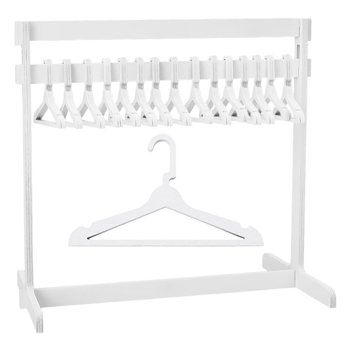 UNICRAFTALE 1 Set 30cm Puppenkleiderständer 15 Kleiderbügeln Holz Kleiner Puppenkleiderständer Weiss