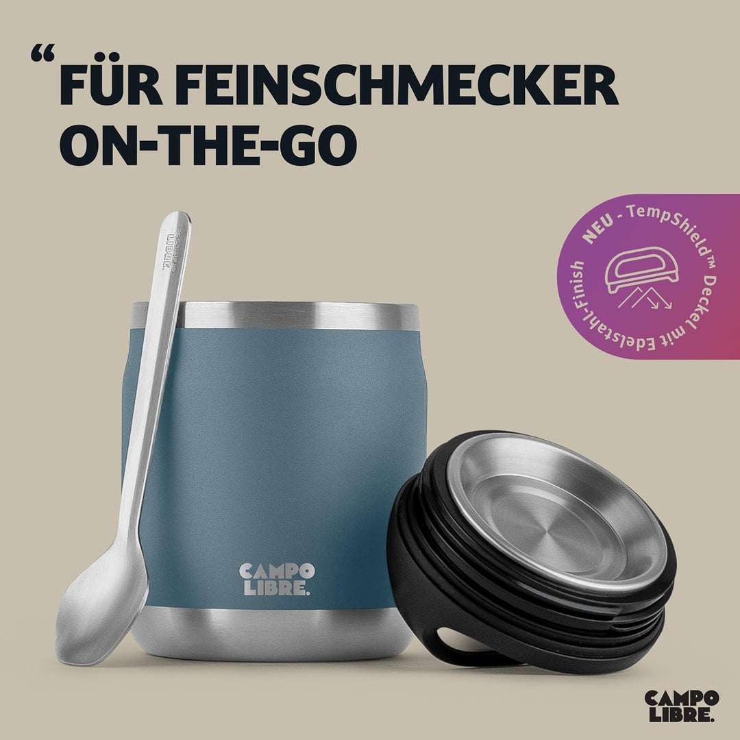 Campo Libre.® Lotta, Thermobehälter für Essen, Edelstahl Thermobecher Essen mit Löffel, Warmhaltebeh